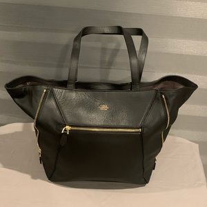 VINCE CAMUTO Maggi Pebbled BLACK Leather Tote Bag